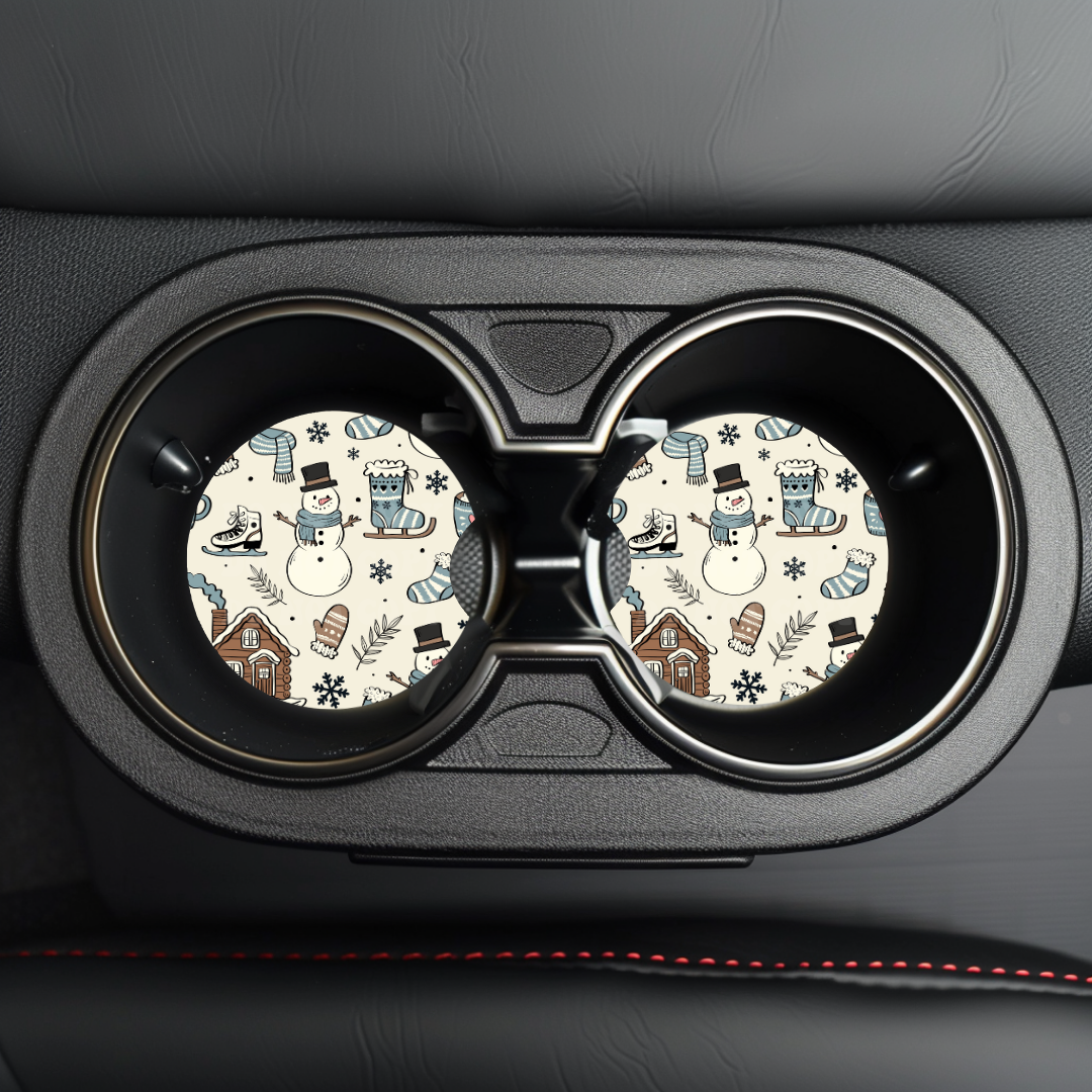 Winter Doodles Car Coaster Sublimation Transfer (Set of 2)