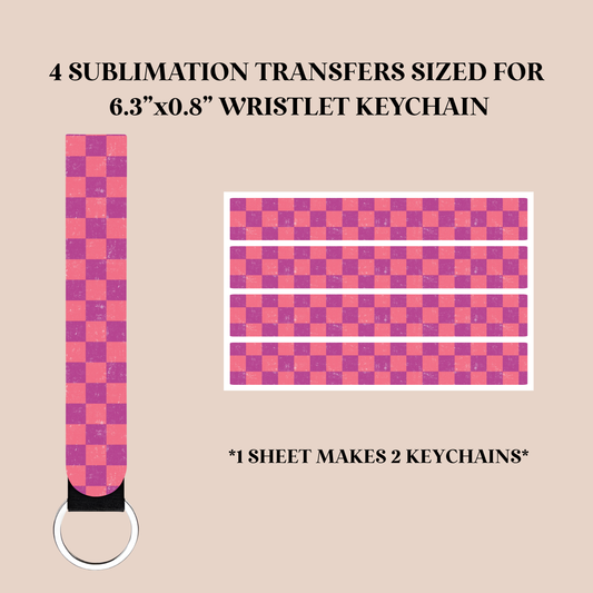 Purple Checker Wristlet Keychain Sublimation Transfer