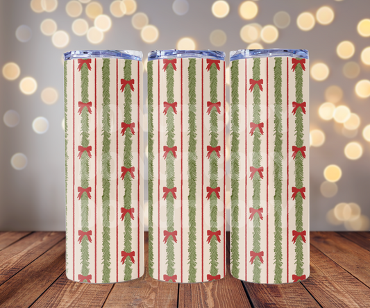 Tinsel & Bows 20 oz Skinny Tumbler Sublimation Transfer - Seamless