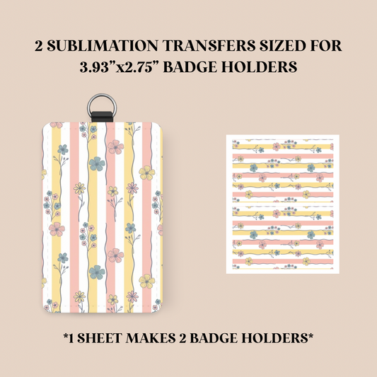 Floral Stripes Badge Holder Sublimation Transfer