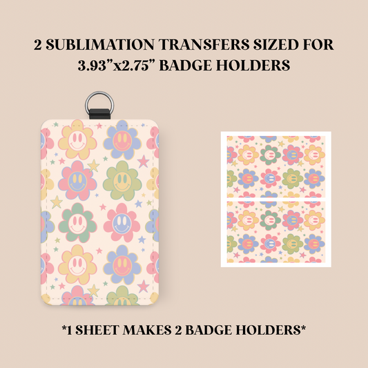 Happy Flowers Badge Holder Sublimation Transfer