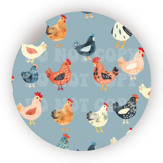 Chickens Car Coaster Sublimation Transfer (Set of 2)
