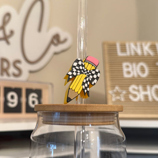 Checker Bow Pencil 3D Printed Straw Topper