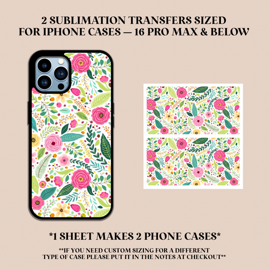 Floral Greenery Phone Case Sublimation Transfer