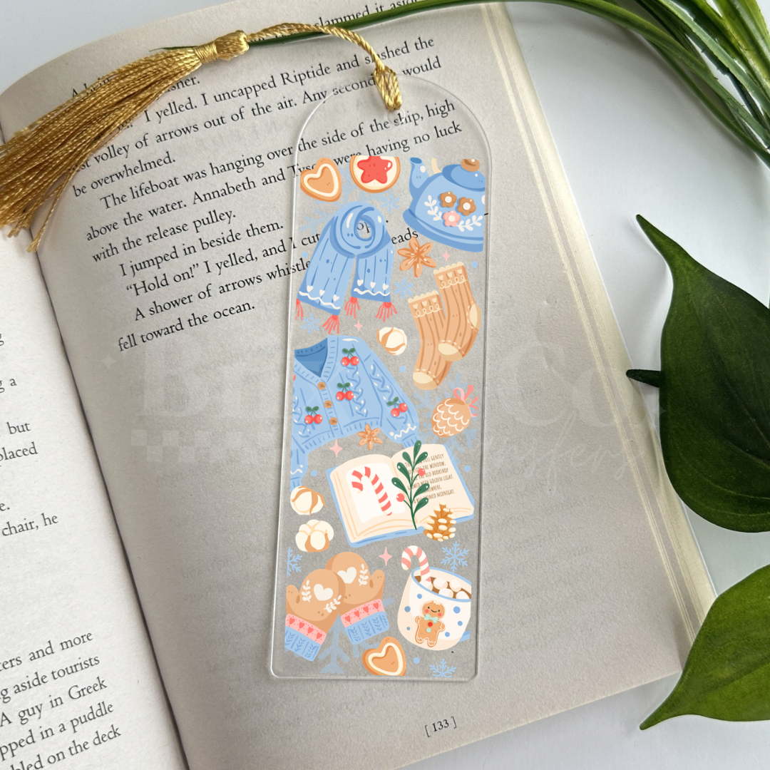 Bookish Winter Doodles UVDTF Bookmark