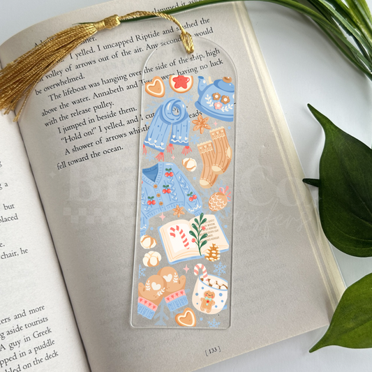 Bookish Winter Doodles UVDTF Bookmark