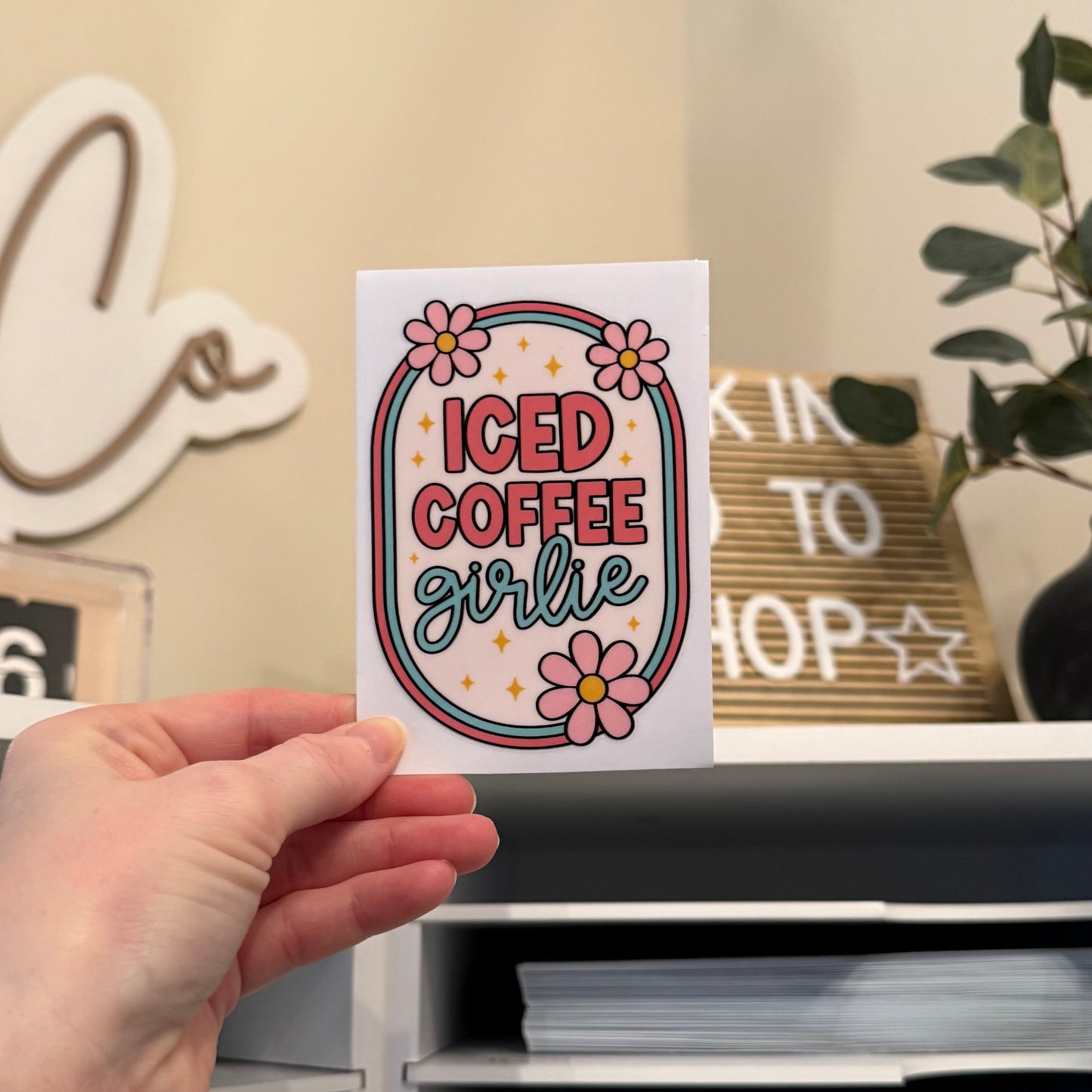 Iced Coffee Girlie UVDTF 4” Decal