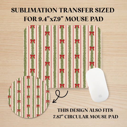 Tinsel & Bows Mouse Pad Sublimation Transfer