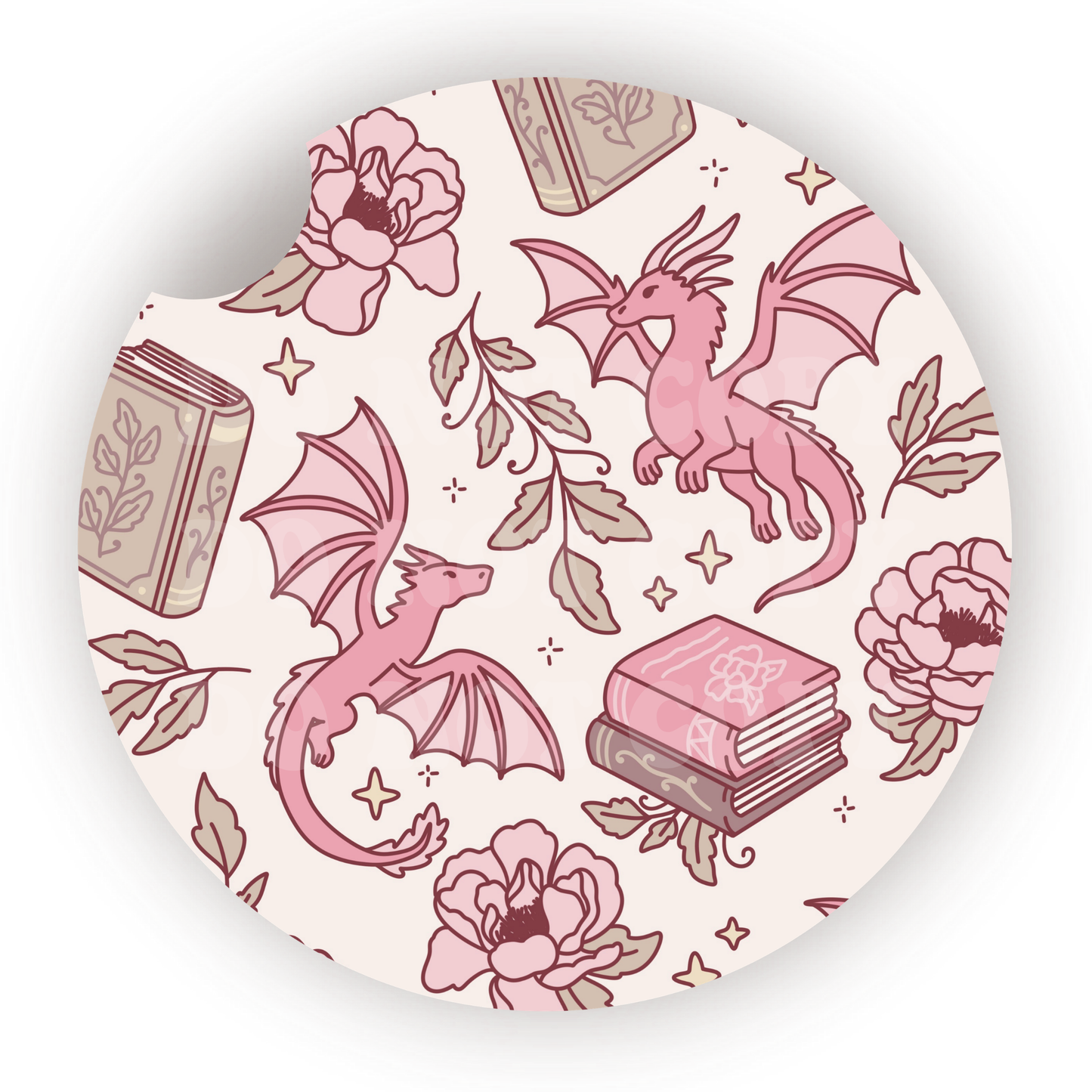 Bookish Dragons Car Coaster Sublimation Transfer (Set of 2)