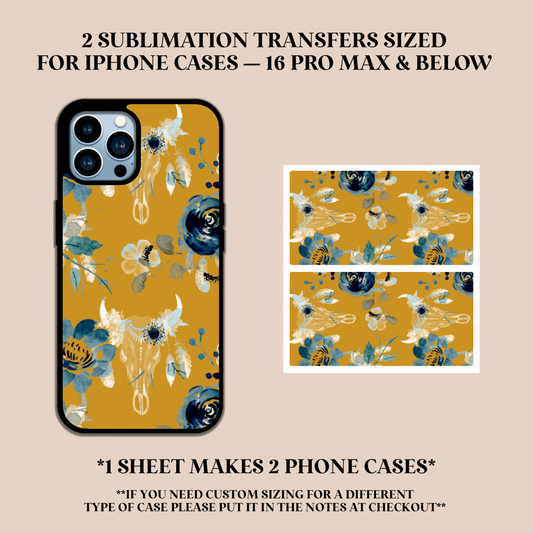 Watercolor Longhorn Phone Case Sublimation Transfer