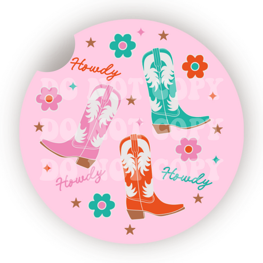 Howdy Boots Car Coaster Sublimation Transfer (Set of 2)