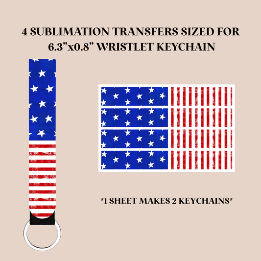 American Flag Wristlet Keychain Sublimation Transfer