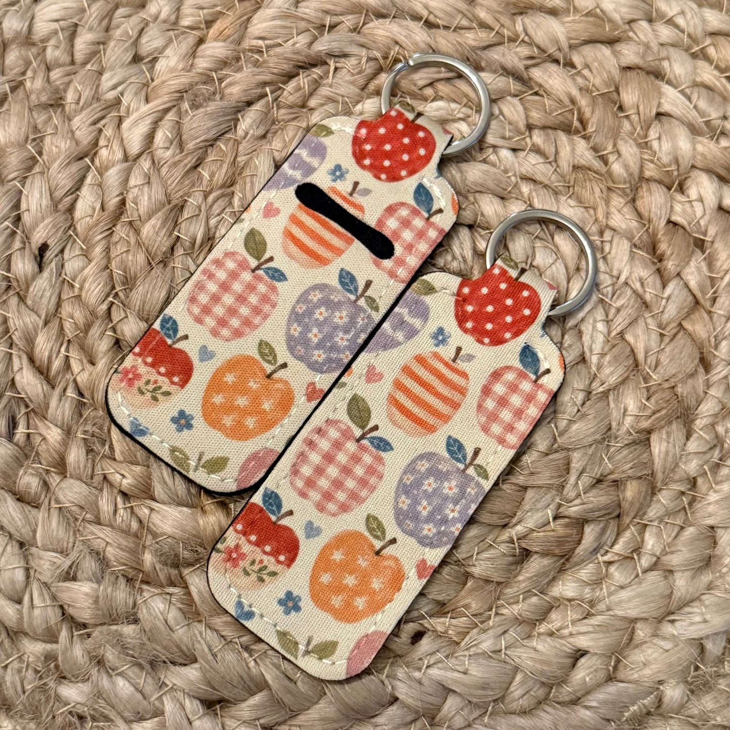 Apple Doodles Chapstick Holder Keychain