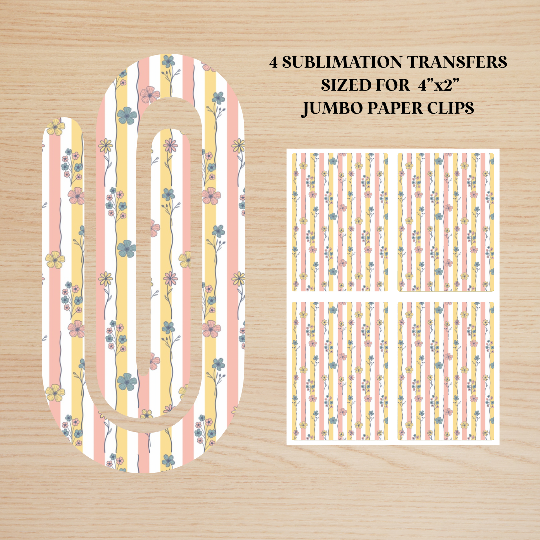 Floral Stripes Jumbo Paperclip Sublimation Transfer