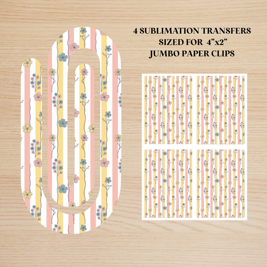 Floral Stripes Jumbo Paperclip Sublimation Transfer