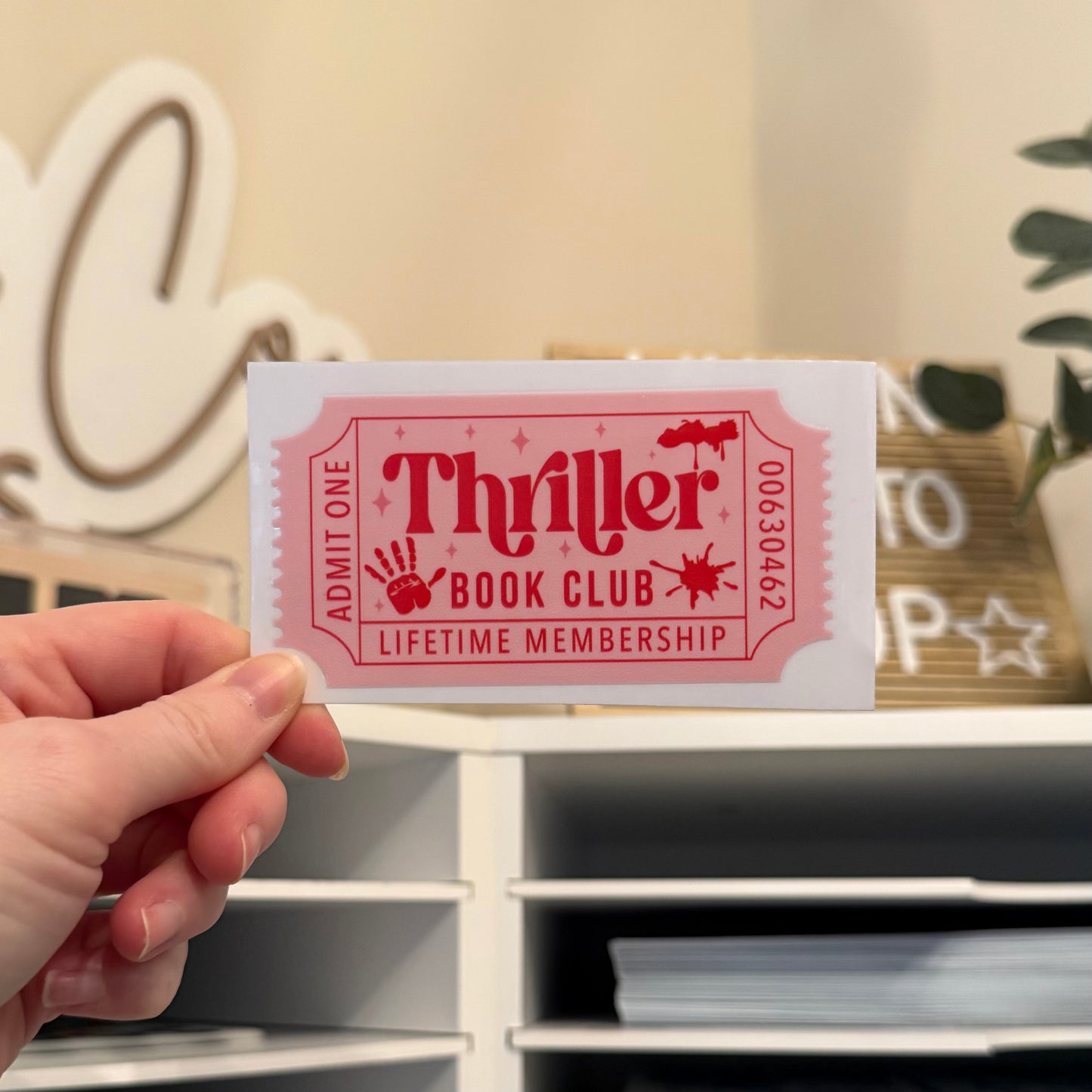 Thriller Book Club Ticket UVDTF 4” Decal