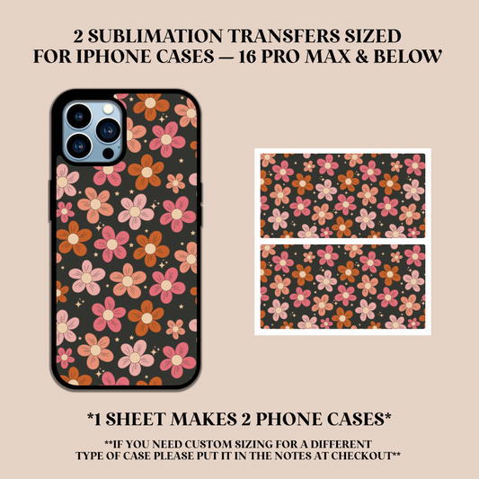 Flowers & Stars Phone Case Sublimation Transfer