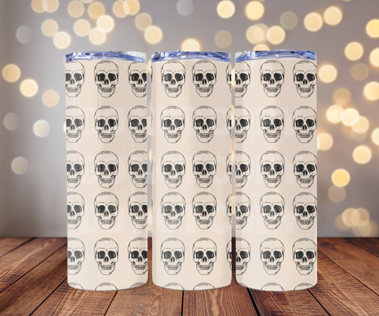 Neutral Skulls 20 oz Skinny Tumbler Sublimation Transfer - Seamless