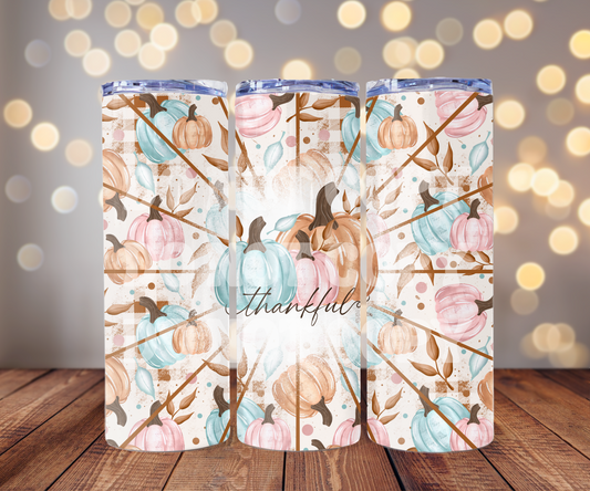 Thankful Pumpkins 20 oz Skinny Tumbler Sublimation Transfer - Seamless