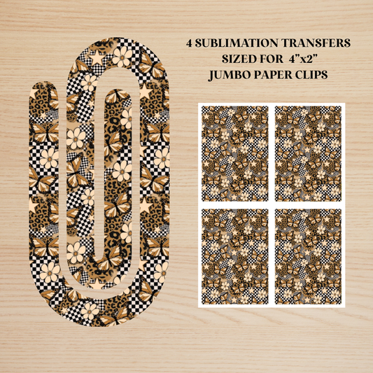 Retro Butterfly Jumbo Paperclip Sublimation Transfer