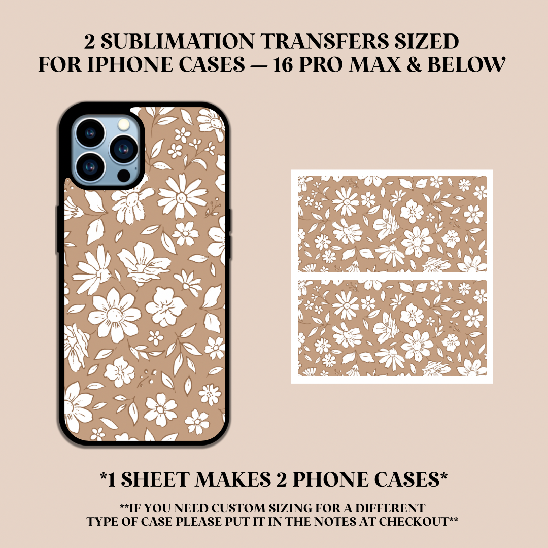 White Flowers Phone Case Sublimation Transfer