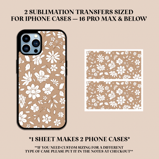 White Flowers Phone Case Sublimation Transfer