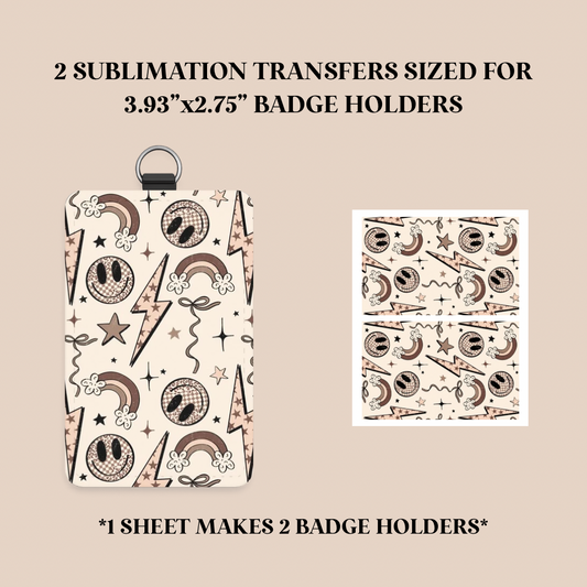 Retro Doodles Badge Holder Sublimation Transfer