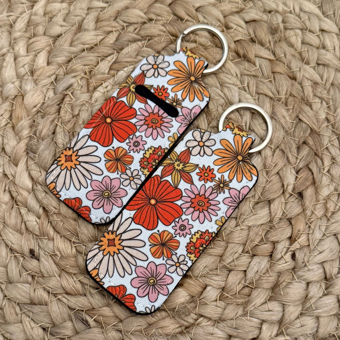 Bright Floral Chapstick Holder Keychain