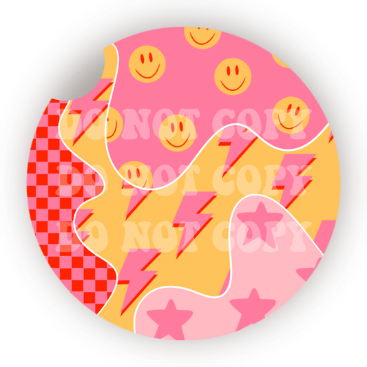 Retro Groovy Car Coaster Sublimation Transfer (Set of 2)