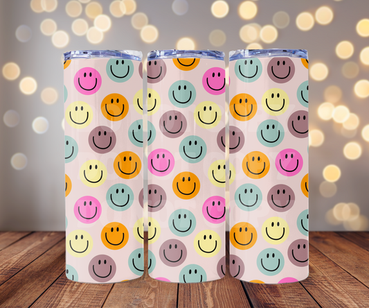 Happy Faces 20 oz Skinny Tumbler Sublimation Transfer - Seamless