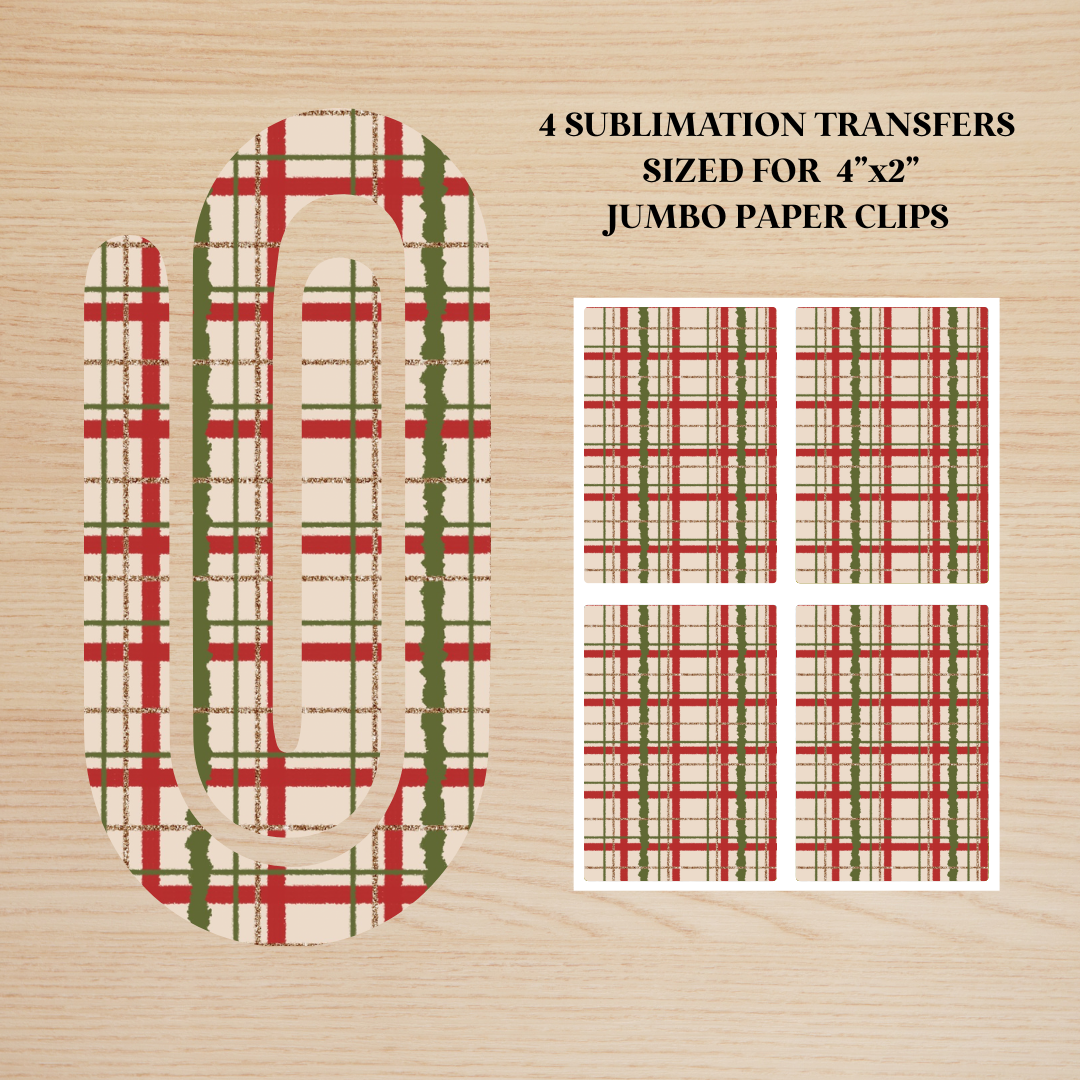 Christmas Plaid Jumbo Paperclip Sublimation Transfer