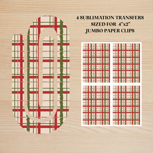 Christmas Plaid Jumbo Paperclip Sublimation Transfer