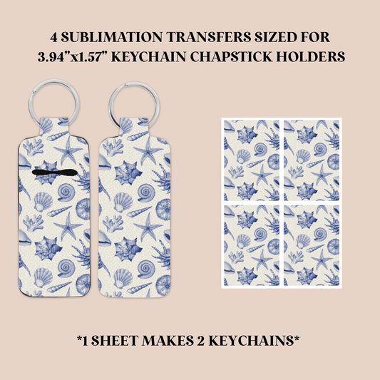 Coastal Doodles Keychain Chapstick Holder Sublimation Transfer