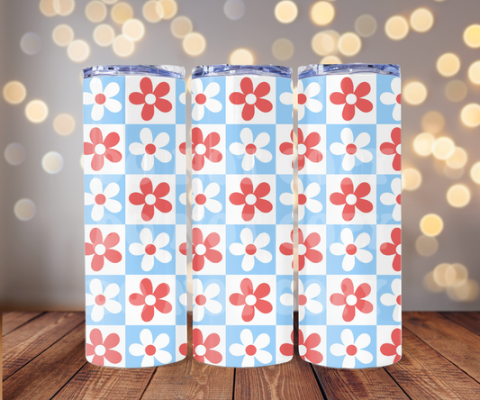 Patriotic Checkers 20 oz Skinny Tumbler Sublimation Transfer