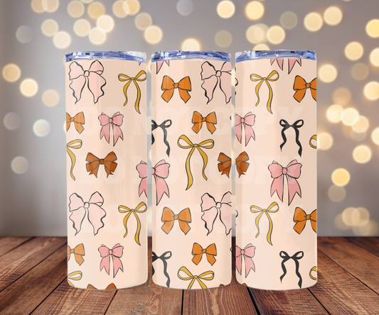 Fall Bows 20 oz Skinny Tumbler Sublimation Transfer - Seamless