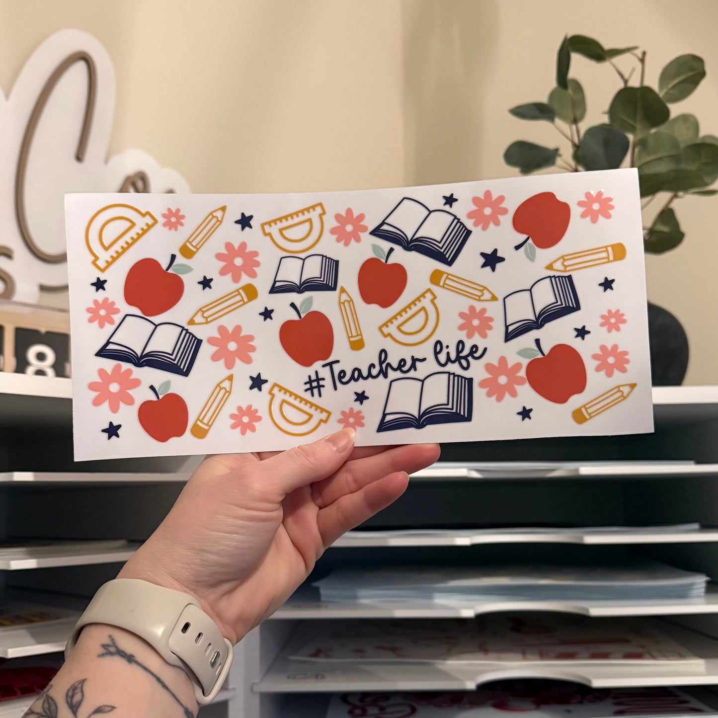 Teacher Life UVDTF 16oz Glass Can