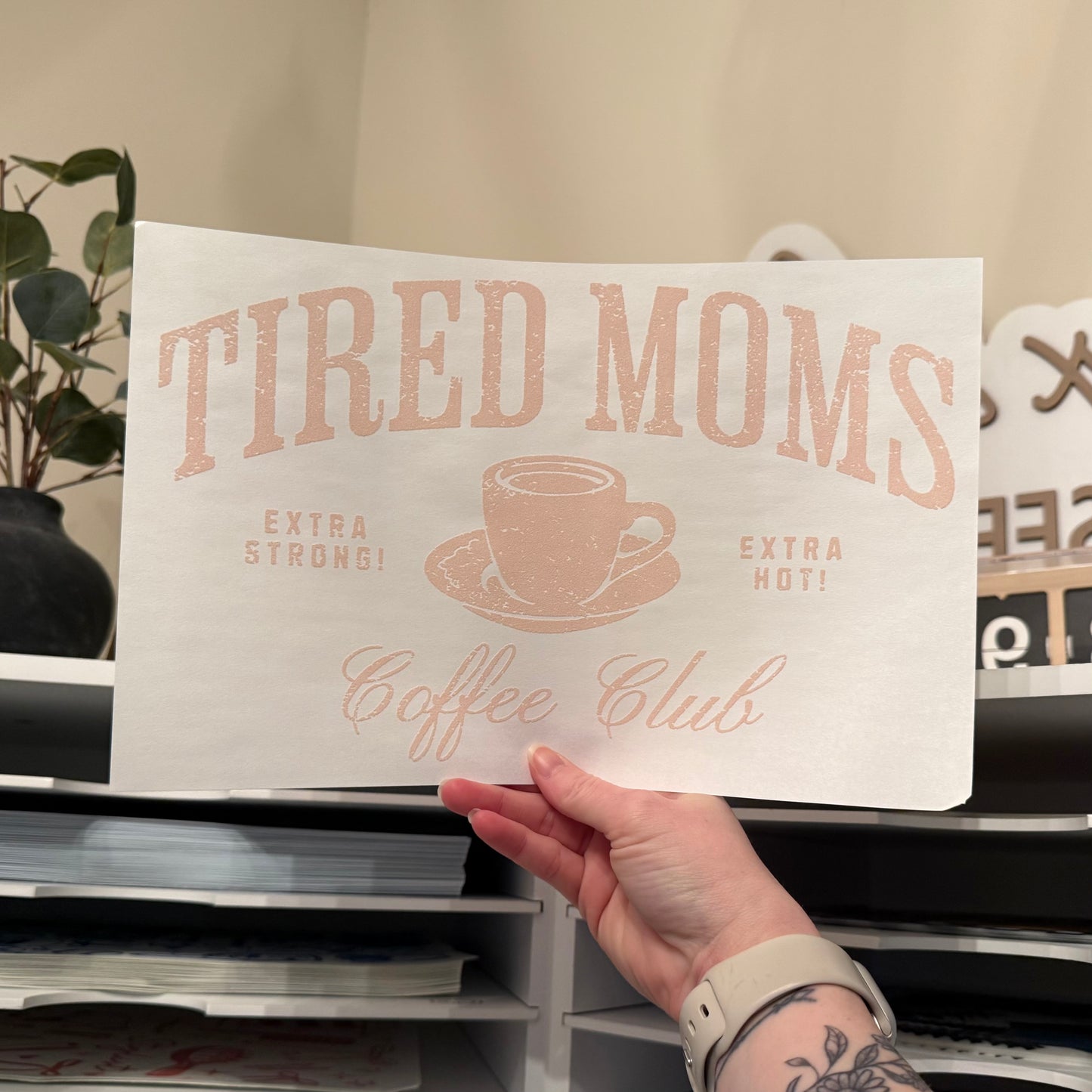 Tired Moms Coffee Club Single Color (Beige)