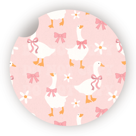 Pink Coquette Geese Car Coaster Sublimation Transfer (Set of 2)
