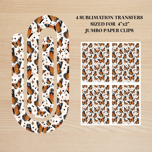Monarch Butterflies Jumbo Paperclip Sublimation Transfer