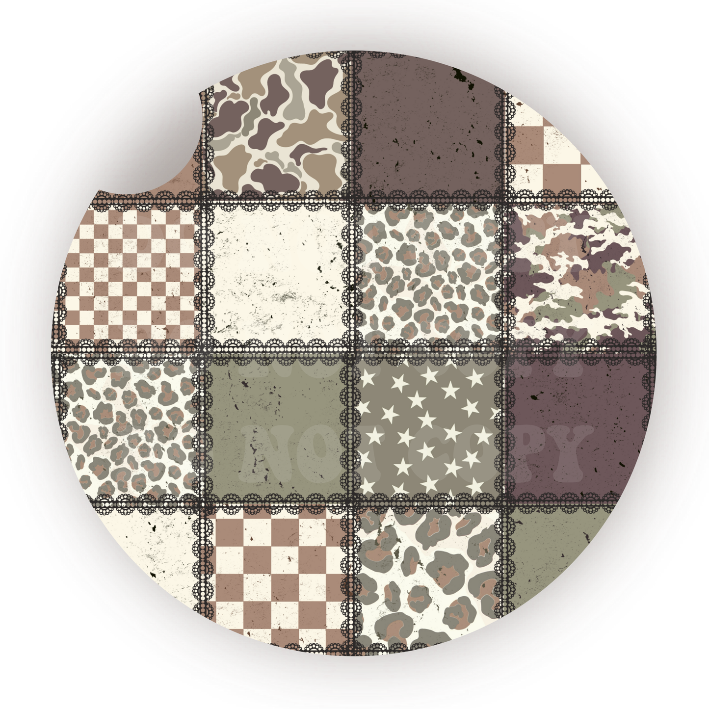 Camo Patchwork Car Coaster Sublimation Transfer (Set of 2)