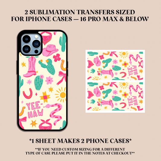Yee-Haw Doodles Phone Case Sublimation Transfer