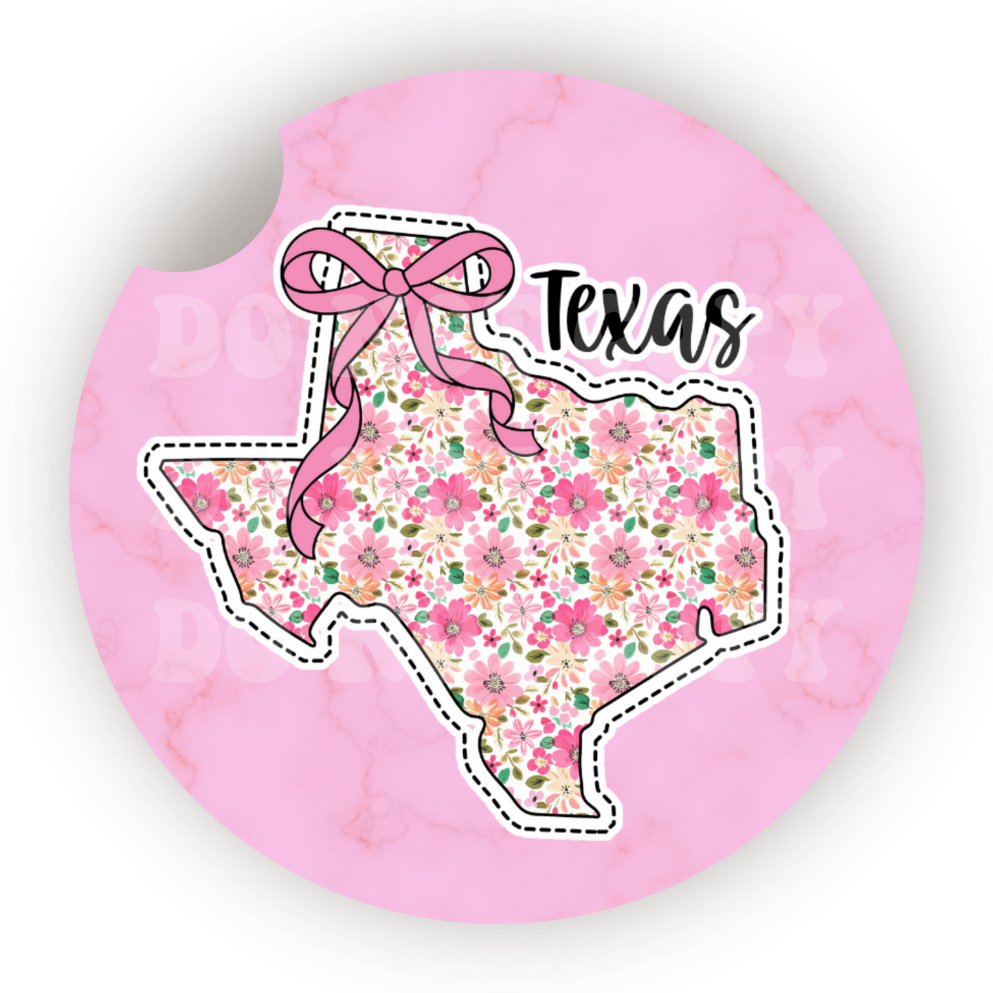 Floral State (Choose Your State) Car Coaster Sublimation Transfer (Set of 2)