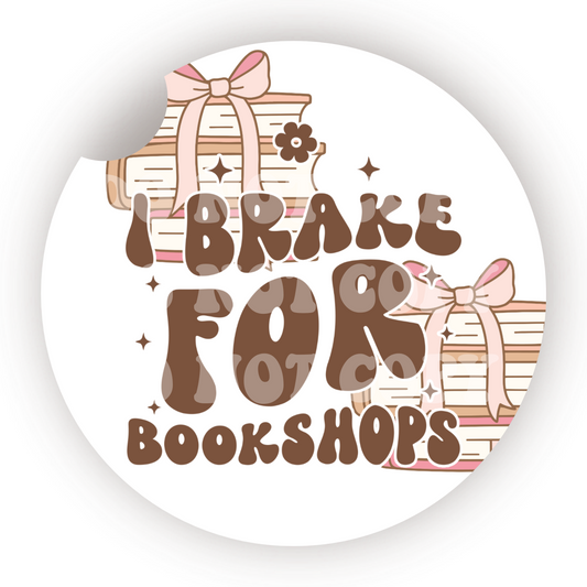 I Brake For Bookshops Car Coaster Sublimation Transfer (Set of 2)
