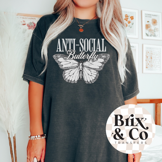 Anti-Social Butterfly DTF HOT PEEL
