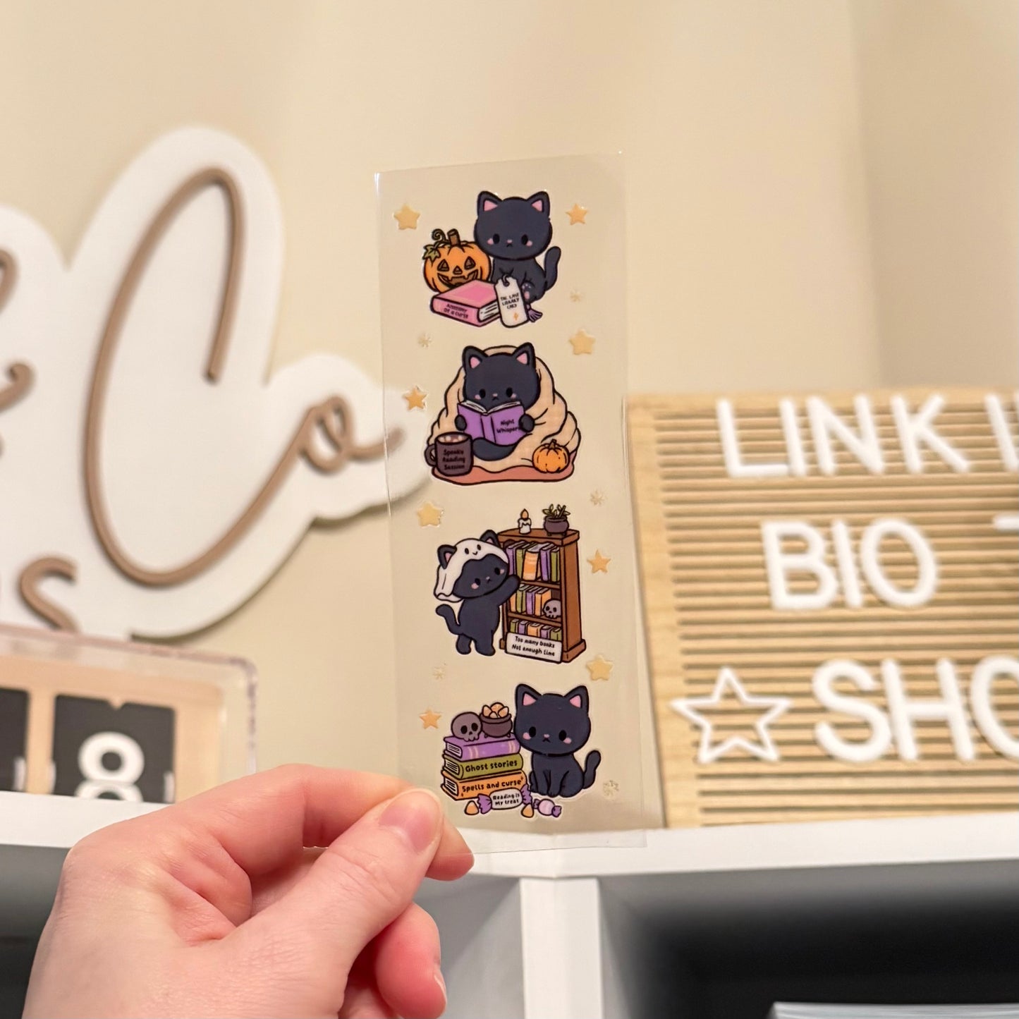 Spooky Cats UVDTF Bookmark
