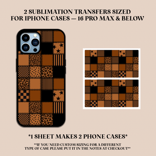 Brown Edgy Patchwork Phone Case Sublimation Transfer