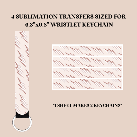 Checker Lightning Bolts Wristlet Keychain Sublimation Transfer