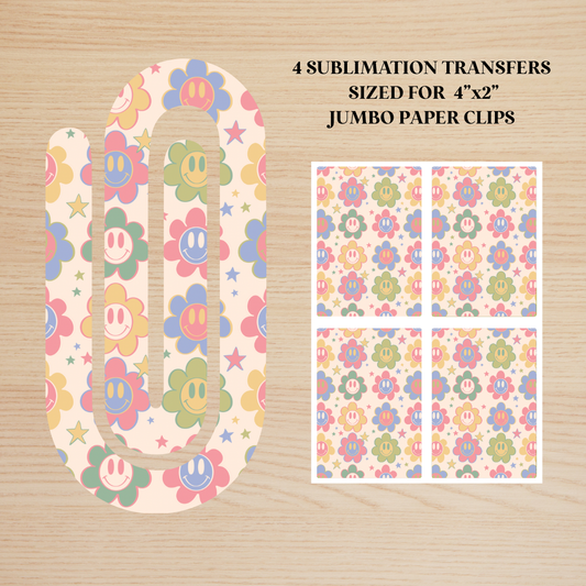 Happy Flowers Jumbo Paperclip Sublimation Transfer