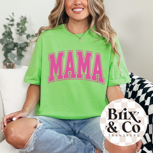 Oversized Varsity Mama Single Color (Hot Pink)
