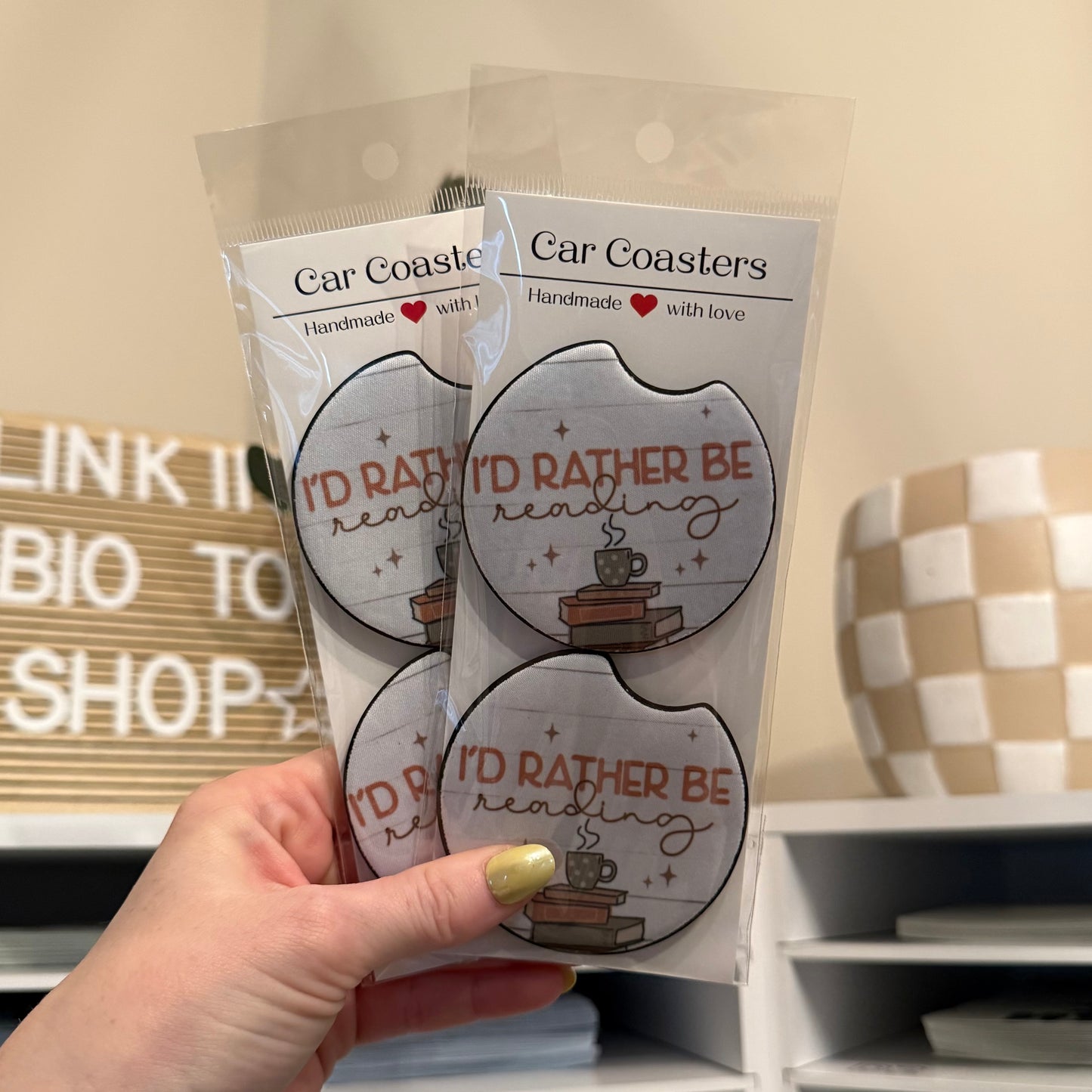 I’d Rather Be Reading Car Coasters